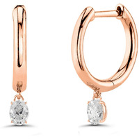 MINUTIAE Oval Shaped Solitare Dangling Clip On Earring Austrian Zirconium Earring For Women And Girls (Rose Gold Plated)