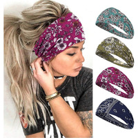 Proberos Wide Headbands for Women, Boho Bandeau Head Bands, Workout Head Wraps, Stretch No Slip Hair Wraps Pack of 4 (Gorgeous)