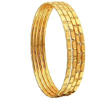 CUTE GOLD 1 Gram Gold Plated Copper Traditional Plain Bangle Set for Women & Girls