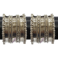 YouBella Jewellery Traditional Silver Plated Oxidized Bracelet Bangles Set For Girls and Women (2.6)