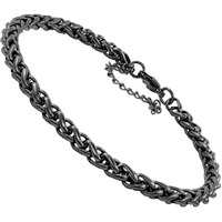 Nakabh 8 inch Stylish Chain Style Stainless Steel Bracelet for Men Boys Unisex (Black)