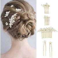 SANNIDHI 5Pcs Hair Accessories for Women Wedding Faux Pearl Juda Hair Pins for Women Girls Stylish Bridal Hair Comb Clips Hair Bun Pins