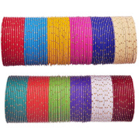 NMII Metal and jari pattern work Bangles set for Women/Girls, (Multicolor_2.10 Inch), Pack of 144 Bangles