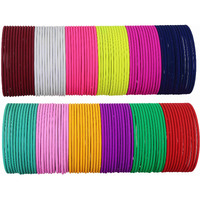 NMII MultiColor Metal Plain Bangles Set For Women & Girls with Matte Finish | Womens Bangles Combo | Colorful Metal Bangles For Wedding, Party, Daily use | Metal Chudi Set- Pack of 144, (P3-New-2.2)