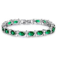 Shining Diva Fashion Platinum Plated Stylish Austrian Crystal Bracelet for Women and Girls (11955b)(Green)