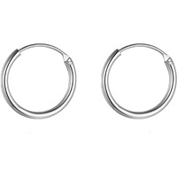 HIGHSPARK 925 Silver Hoop Earrings | 92.5 Sterling Silver Round Classic Endless Hoops Sizes 10mm to 40mm | Lovely Gift for Men Women Boys & Girls - Silver 14mm