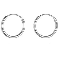 HIGHSPARK 925 Silver Hoop Earrings | 92.5 Sterling Silver Round Classic Endless Hoops Sizes 10mm to 40mm | Lovely Gift for Men Women Boys & Girls - Silver 12mm