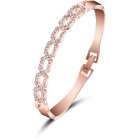 Valentine Gift By Shining Diva Fashion 18k Crystal Bangle Bracelet for Women and Girls (Rose Gold) (vg9992b)