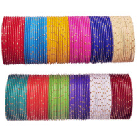 NMII Multicolour Metal Alloy with Golden Design Pattern Bangle Set for Women(Multicolor,2.6)