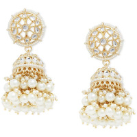 Zaveri Pearls Gold Tone Traditional Kundan & Pearls Jhumki Earring For Women-ZPFK11012