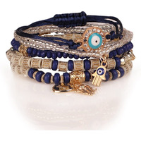 Shining Diva Fashion Latest Stylish Evil Eye Multilayer Bangle Bracelet for Women and Girls (14683b)(Navy Blue)