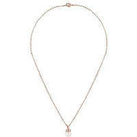 ZAVERI PEARLS Rose Gold Cubic Zirconia Pearl Pendant With Chain Brass Necklace For Women -ZPFK16193