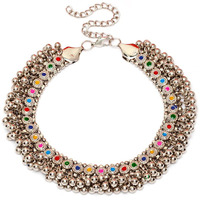 Shining Diva Fashion Latest Stylish Fancy Oxidised Silver Tribal Choker Necklace for Women & Girls (12301np), Multicolour, One Size