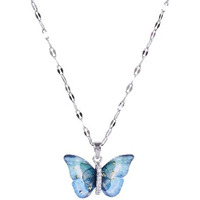 Salty Vibrant Blue Winged Butterfly Beauty Pendant Necklace for Women & Girls | Neck Chain | Locket | Fancy & Stylish | Modern Design | Birthday & Special Occassion Gift | Aesthetic Jewellery | Accessories for Everyday Wear