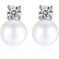 Shining Diva Fashion Latest Stylish Western Crystal Pearl Silver Plated Earrings for Women (rrsd11829er)