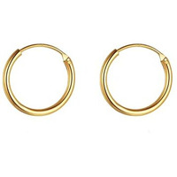 HIGHSPARK 925 Silver Hoop Earrings in Gold Finish | 92.5 Sterling Silver Round Classic Endless Hoops Sizes 10mm to 40mm | Lovely Gift for Men Women Boys & Girls - Gold 12mm