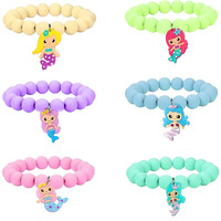 SANNIDHI 6 Pack Beads Bracelet for Girls Stylish Friendship Bracelets for Kids, Candy Color Mermaid Charms Best Friend Bracelet Set Jewellery Gift