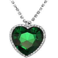 YouBella Jewellery Crystal Heart Titanic Necklace for Girls Fashion Pendant Necklace Jewellery for Girls and Women (Green)