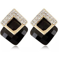 YouBella Fashion Jewellery Crystal Stud Earrings for Girls and Women (BLACK)