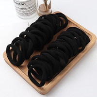 Elina Black Hair Ties Soft Premium Elastic No Damage Seamless Ouchless Soft Stretchable Non-Slip Cotton Rubber Bands, Thick Thin Hair, Ponytail Holders, Scrunchy, Men, Women, Boys, Girls (20 Black)