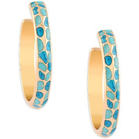 Zaveri Pearls Turquoise Blue Enamelled Contemporary Yellow Gold Semi Hoop Earring For Women-ZPFK14470