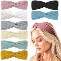 MAYCREATE 8pcs Headband for Women Girls, Stretchy Hair Bands Headwrap, Non Slip Twist Turban Head Bands, Fashion Multi Colors Hairband for Daily, Makeup, Yoga, Fitness