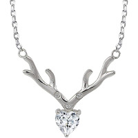 Mahi Deer Heart Shaped Necklace Pendant Chain with Cubic Zirconia Valentine Gift for Women (PS1101845R)