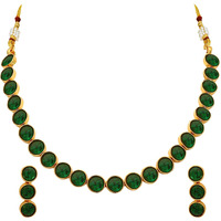 Peora Gold Plated Green Choker Necklace with Drop Earrings Traditional Jewellery Set for Women Girls|Rakhi Rakshabandhan Gift for Sister Bhabhi, Gifts for Women