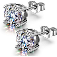 HIGHSPARK 925 Silver Solitaire Earrings for Women | 92.5 Sterling Silver and Diamond like Brilliance Sparkling Zirconia for that Stunning Shine | Lovely Gift - Silver 5mm