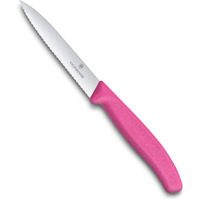 Victorinox, Swiss Classic KITCHEN KNIFE/PARING KNIFE/SERRATED KNIFE 10 cm, Wavy Edge -PINK colour.