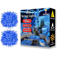 fizzytech 40 LED Rice Light for Decoration Strip and Series Light for Diwali Christmas Lights of Home Decoration, Bedroom Wedding, Birthday Party Patio - 11 Meter (Pack of 2, Blue)