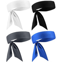 PAROPKAR Sports Headbands for Men and Women (4 Pack) - Lightweight Sweat Band Moisture Wicking Workout Sweatbands for Running Cross Training Cricket Gym Yoga and Bike - Unisex Hairband