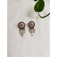 Red and pink stone earring | Beautiful stone earring | Indian jewelry