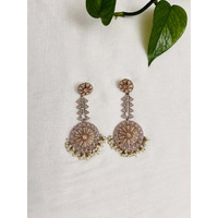 Stunning chandelier earring | Fusion long earring | Pink stone Indian earring