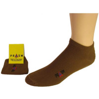 PRASM (Premium Egyptian Cotton) MENS No-Show Ankle Socks - 3 PACK-Brown