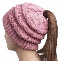 Vista Shops Pony Beanie Super Cute Cable Knit Hat