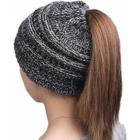 Vista Shops Pony Beanie Super Cute Cable Knit Hat, C-Heater Gray