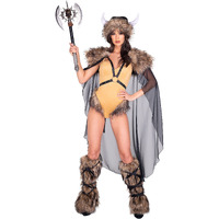 Roma Costume Women's 3pc Medieval Viking Costume, Brown/Black, Small