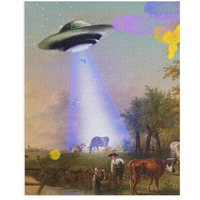 Onetify UFO Abducting Cow Jigsaw Puzzle 500-Piece