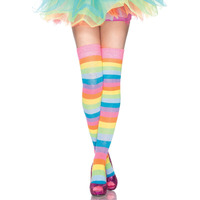 Leg Avenue womens Rainbow Pride Festival Thigh Highs Socks Hosiery, Neon Rainbow, One Size US