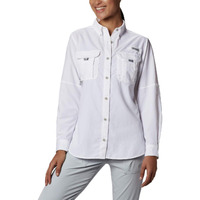 Columbia Women's PFG Bahama II Long Sleeve Shirt, Breathable, UV Protection, White, Small