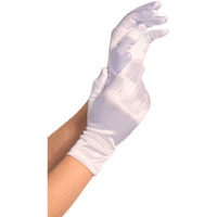 Leg Avenue Satin Wrist Length Gloves, O/S, White