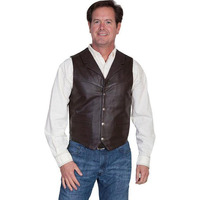 Scully Men's Lambskin Lapel Vest Brown Small (509-143)