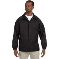 Harriton Men's Raglan Sleeves Nylon Staff Jacket Black Medium