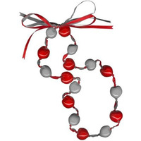 Sportbeads.com Red and Silver Lucky Kukui Nuts Necklace