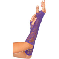 Leg Avenue Women's OS Triangle Net Fingerless Gloves, Neon Purple, One Size