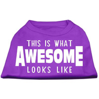 Pet Dog & Cat Shirt Screen Printed, "This Is What Awesome Looks Like" Purple 2XL (20-25 lbs.)