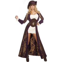 Roma Costume Women's 6 Piece Decadent Pirate Diva, Brown/Purple/White, Small