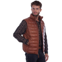 Scully Men's Ribbed Leather Vest Cognac XX-Large