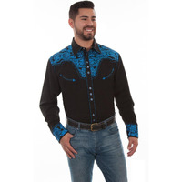 Scully Florsl Tooled Embroidered Snsp Front Shirt P634 Roy ***, Blue, X-Large